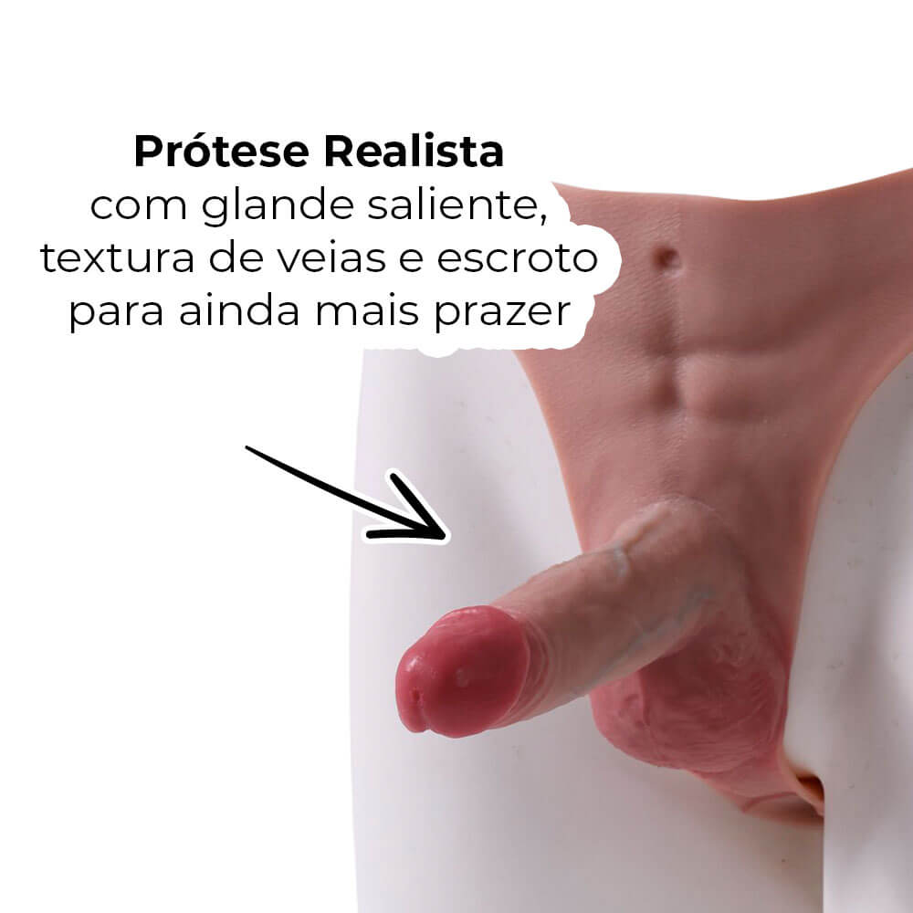 Cinta Peniana Segunda Pele em Silicone com Prótese Realista 14cm x 3,7cm - Imagem 5