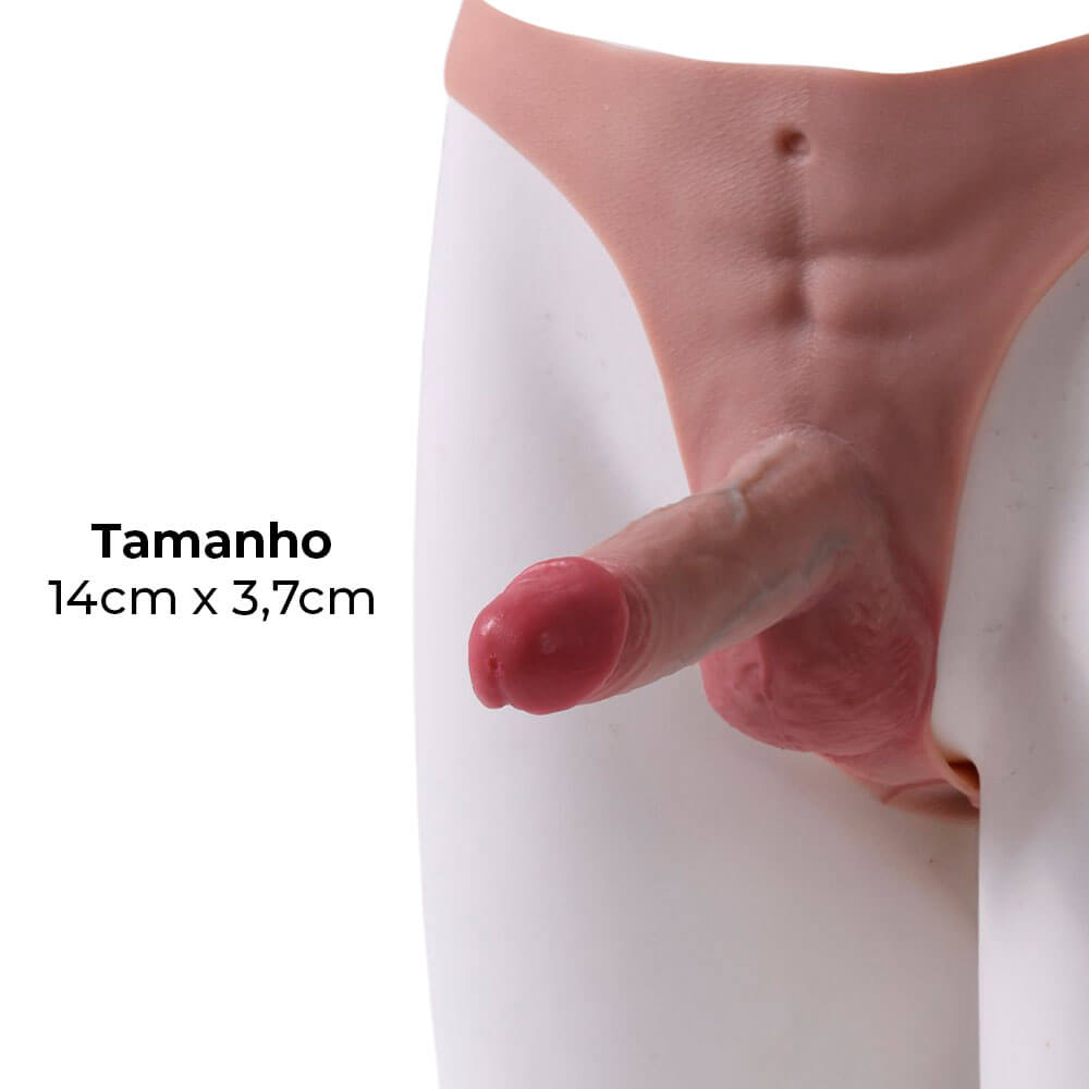 Cinta Peniana Segunda Pele em Silicone com Prótese Realista 14cm x 3,7cm - Imagem 3