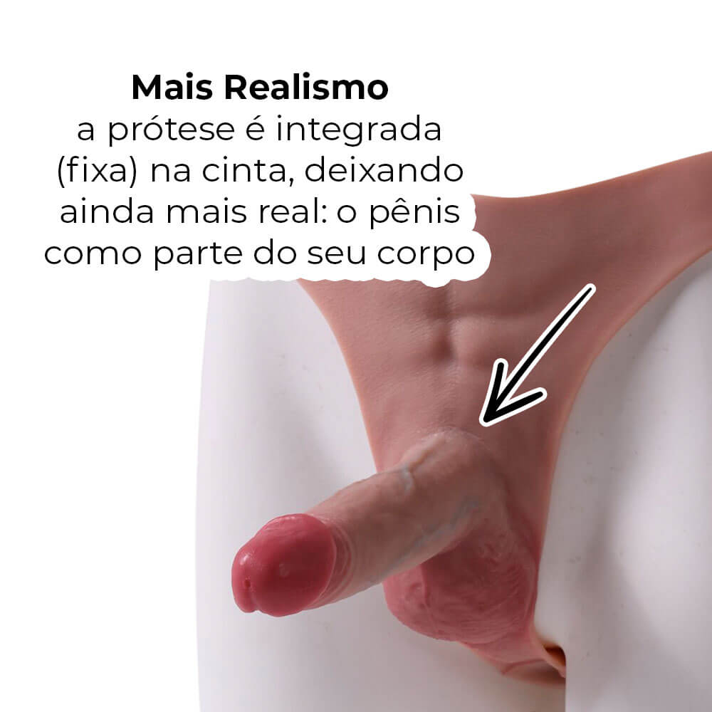 Cinta Peniana Segunda Pele em Silicone com Prótese Realista 14cm x 3,7cm - Imagem 6
