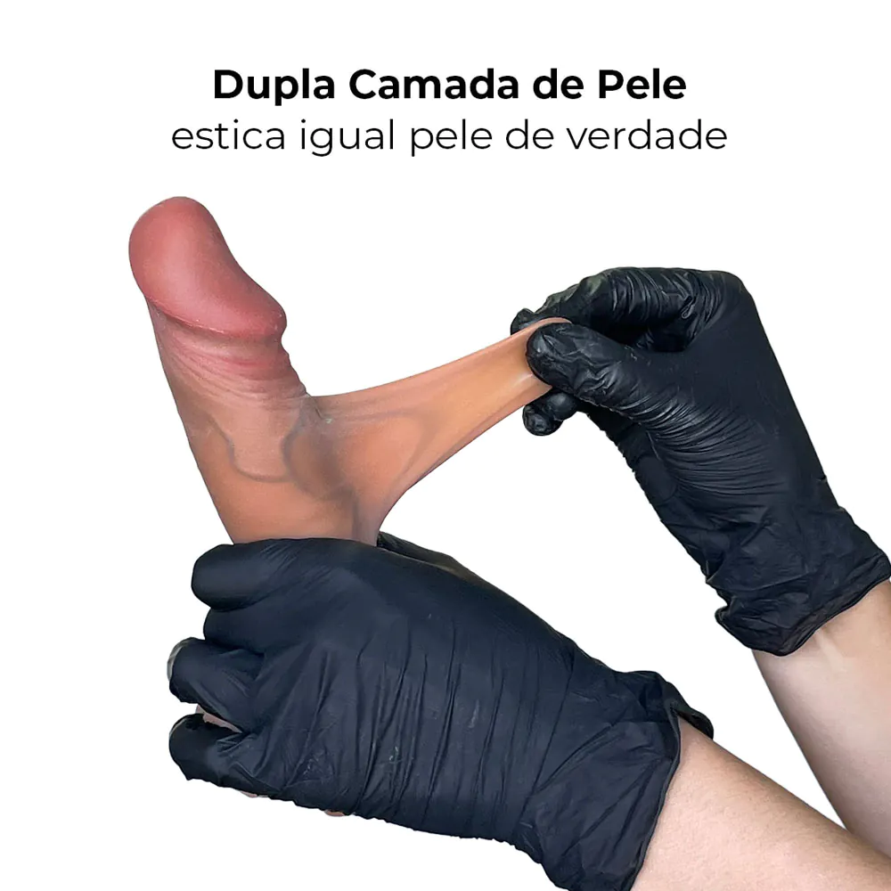 Cinta Peniana 17cm x 3,5cm Dupla Camada (Pele que estica) Com vértebra Marrom - Imagem 4
