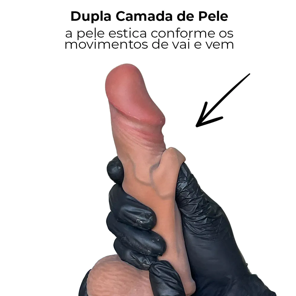 Cinta Peniana 17cm x 3,5cm Dupla Camada (Pele que estica) Com vértebra Marrom - Imagem 5