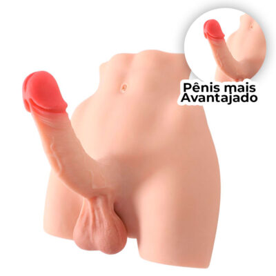 Masturbador Meio Corpo Masculino com Pênis Realístico, Ânus e Escroto