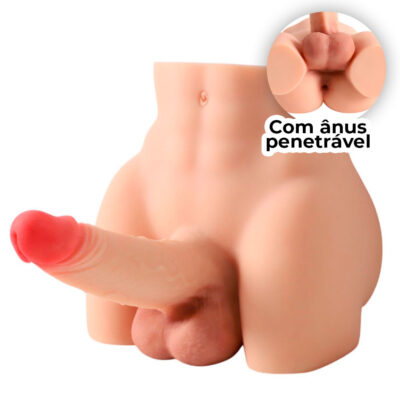 Masturbador Bumbum Masculino com Pênis Realístico, Ânus e Escroto