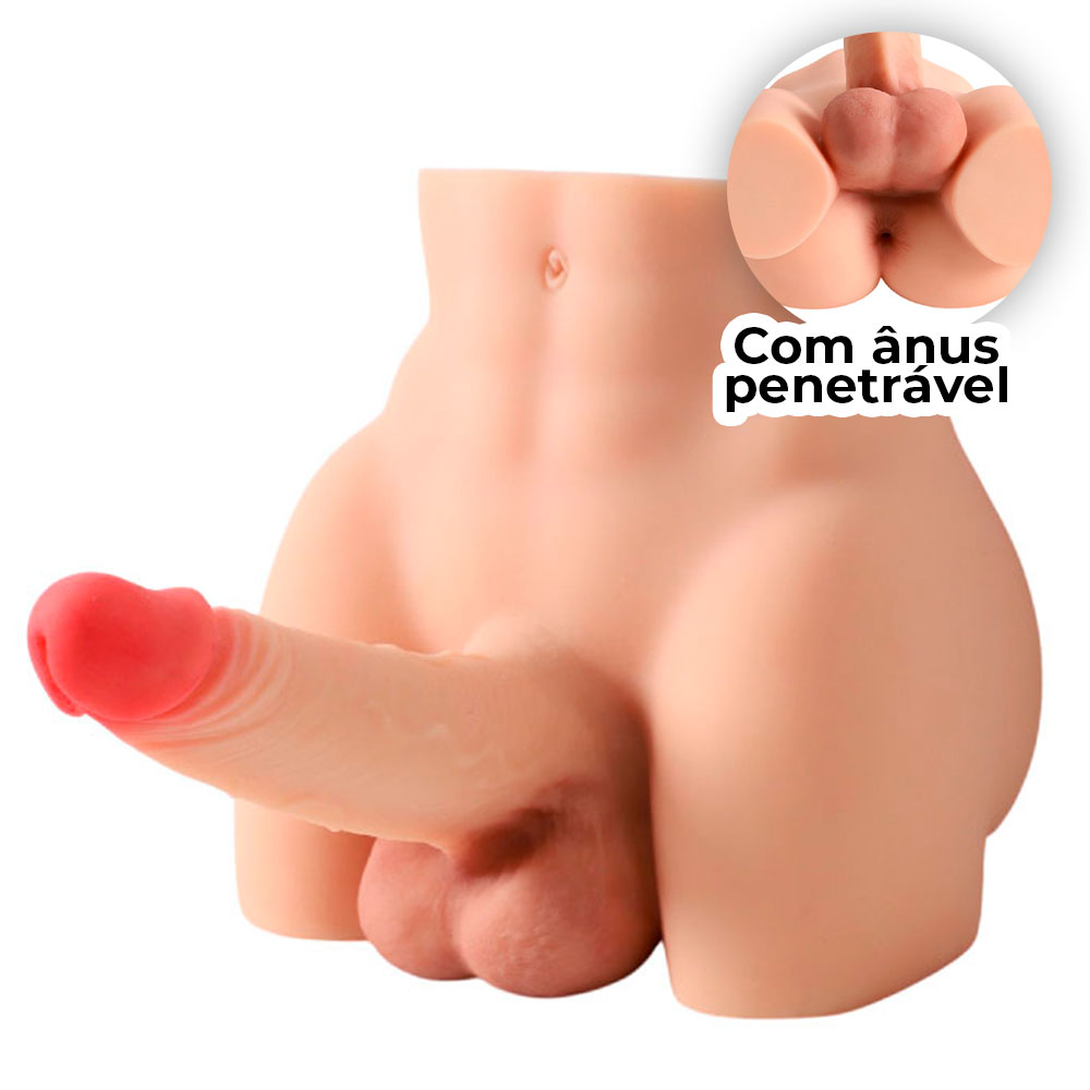 Masturbador Bumbum Masculino com Pênis Realístico, Ânus e Escroto