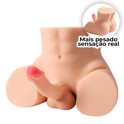 Masturbador Bumbum e Meio Corpo Masculino com Pênis Realístico, Ânus e Escroto