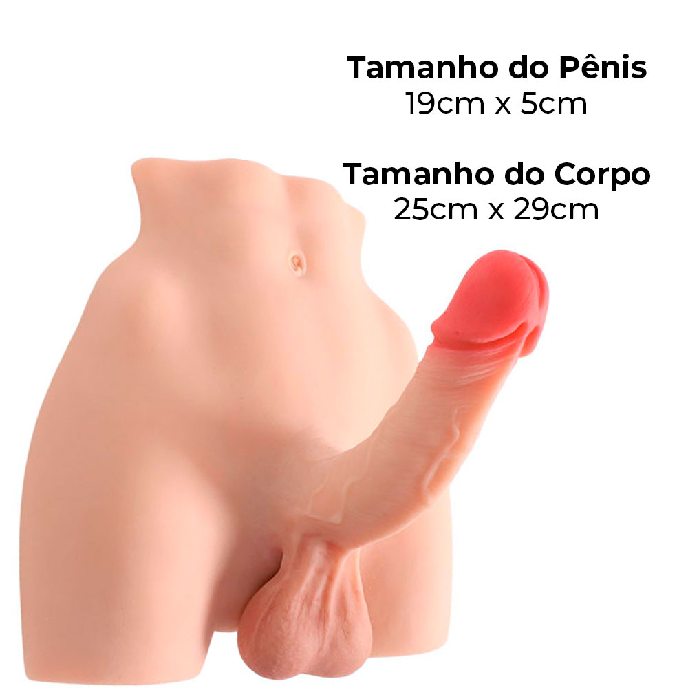 Masturbador Meio Corpo Masculino com Pênis Realístico, Ânus e Escroto - Imagem 3