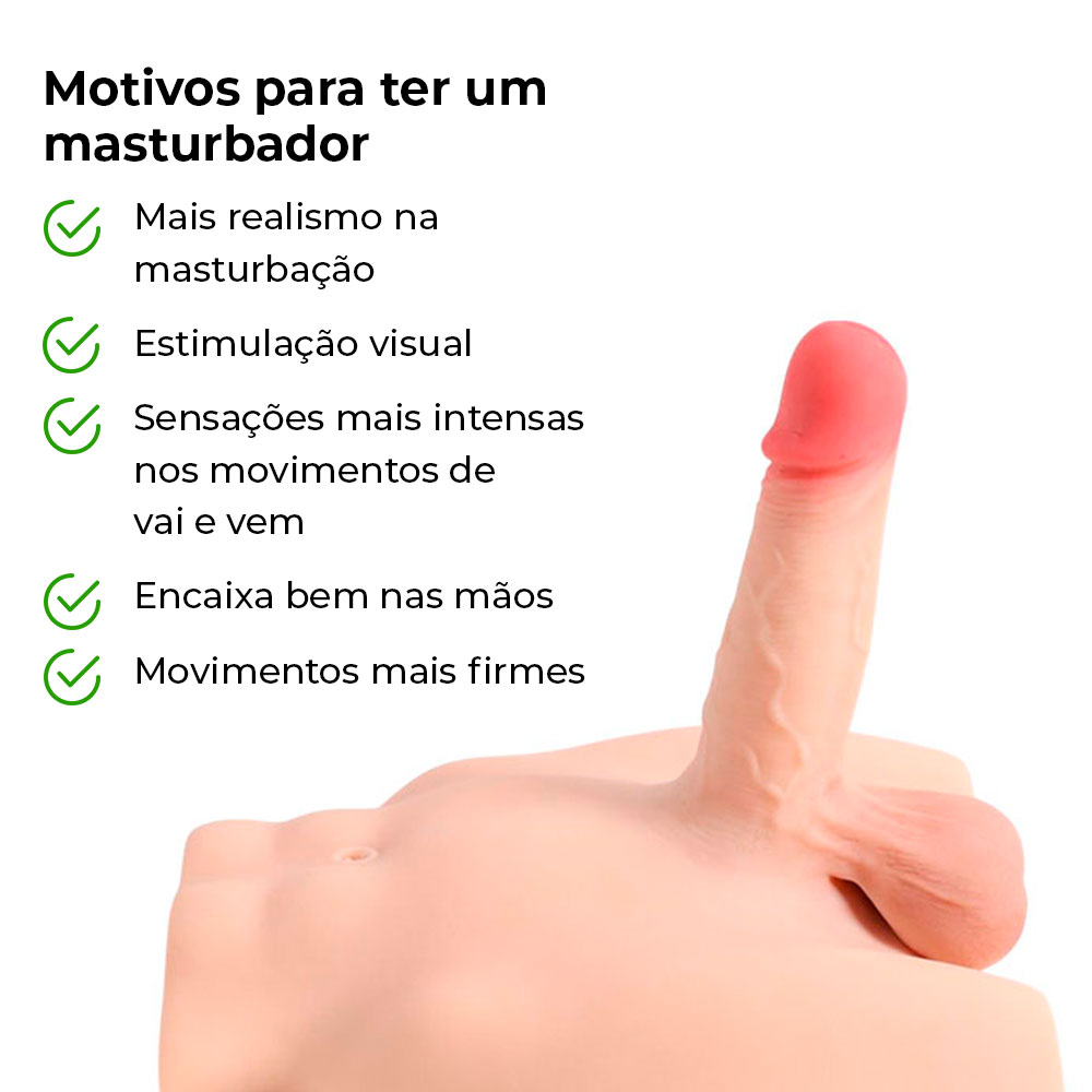 Masturbador Meio Corpo Masculino com Pênis Realístico, Ânus e Escroto - Imagem 9